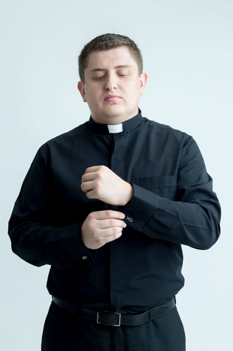 Black Long Sleeve Tab Collar Clergy Shirt