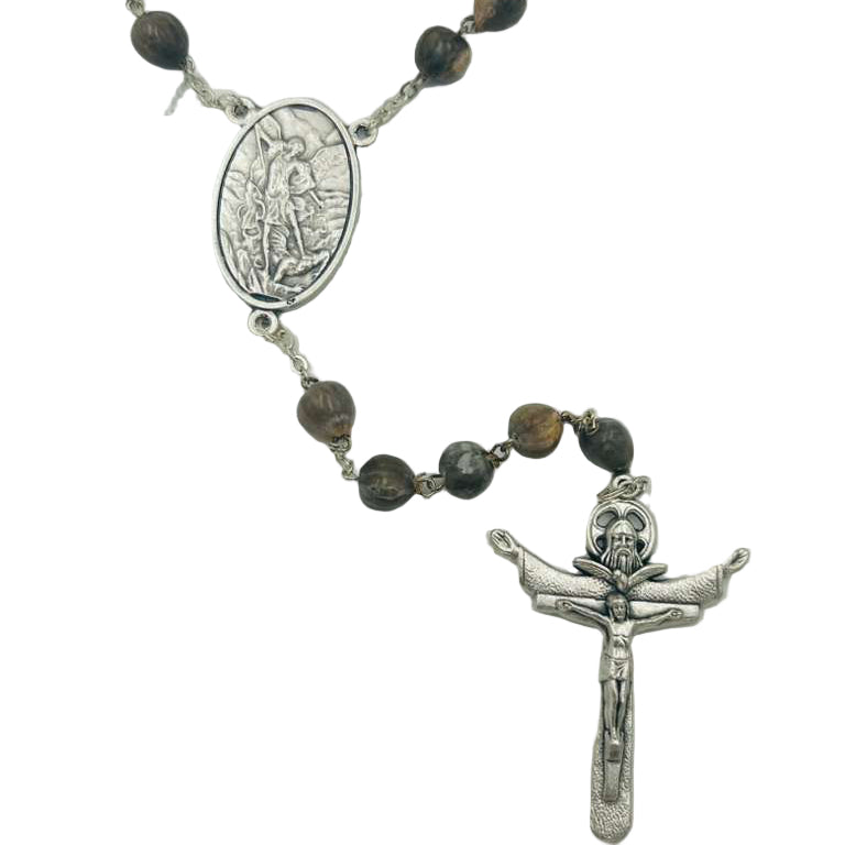 Blue Stone St. Michael Rosary with Trinity Crucifix