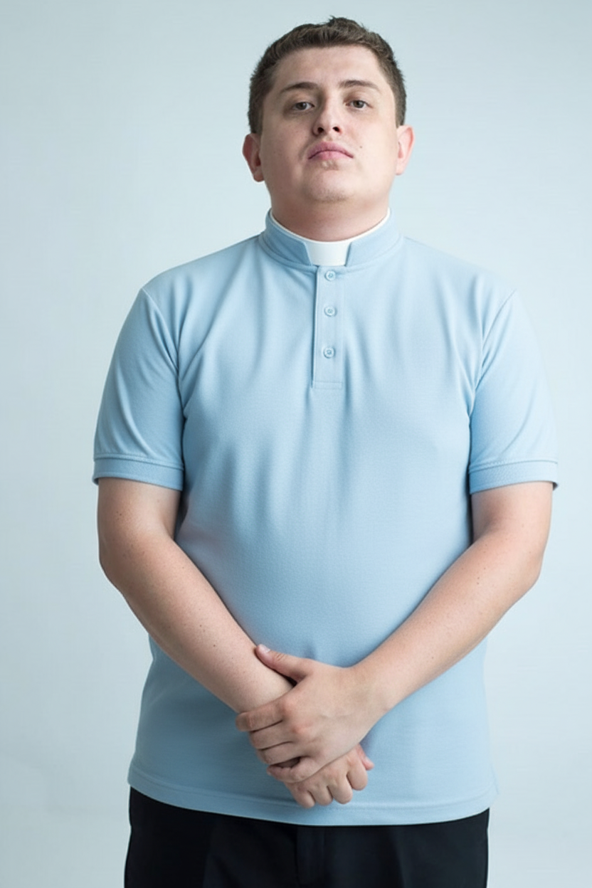 Priest polo shirt in Baby blue , 100% cotton