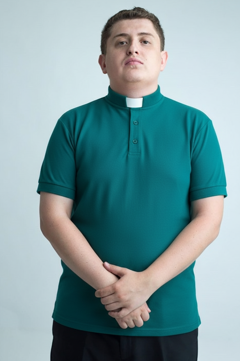 Priest polo shirt in Aqua Green, 100% cotton