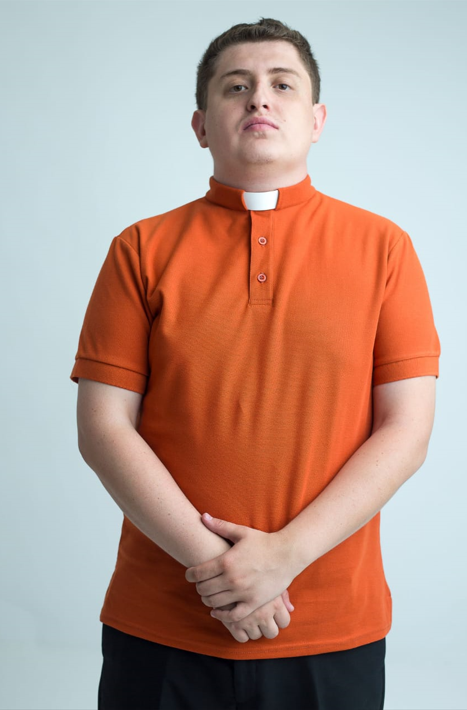 Priest polo shirt in orange, 100% cotton