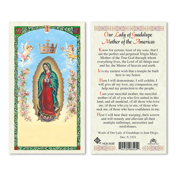 Our Lady of Guadalupe Mother of The Americas Laminated Prayer Card