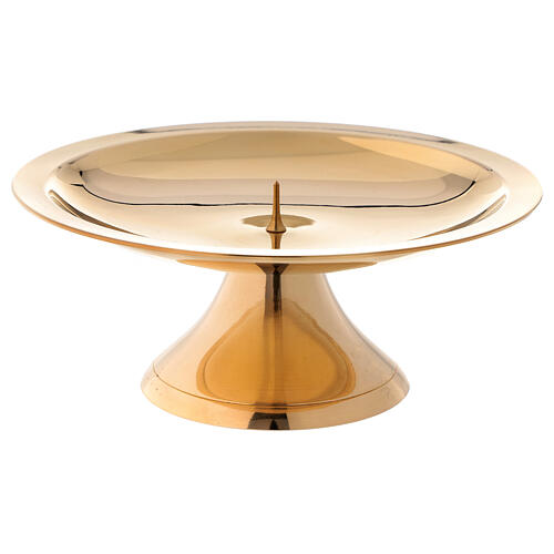 Polished gold plated brass candlestick 5 1/2 in