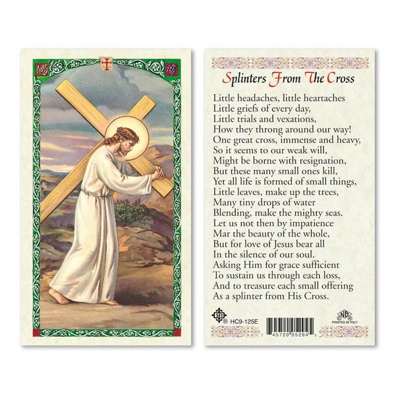 Prayer Card Jesus Carrying Cross Splinter from the Cross Laminated HC9-125E