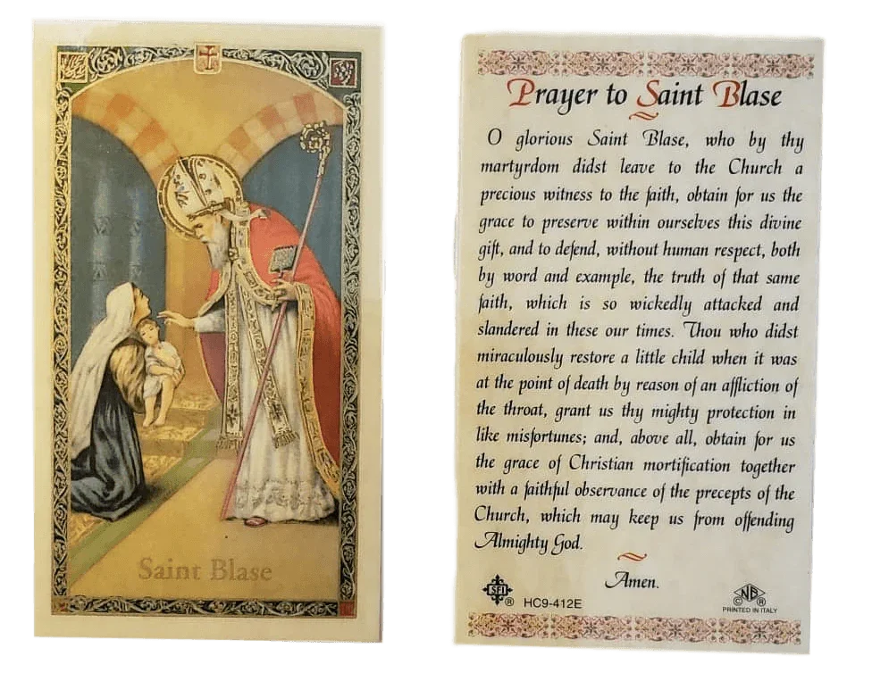 Prayer To St. Blase Laminated Prayer Card