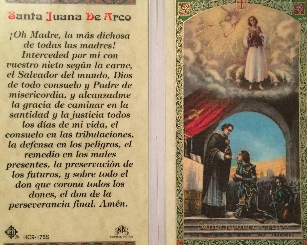 Santa Juana de Arco Tarjetas de oración laminadas