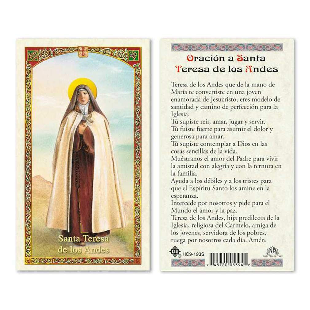Oracion a Santa Teresa de los Andes Laminated Prayer Card
