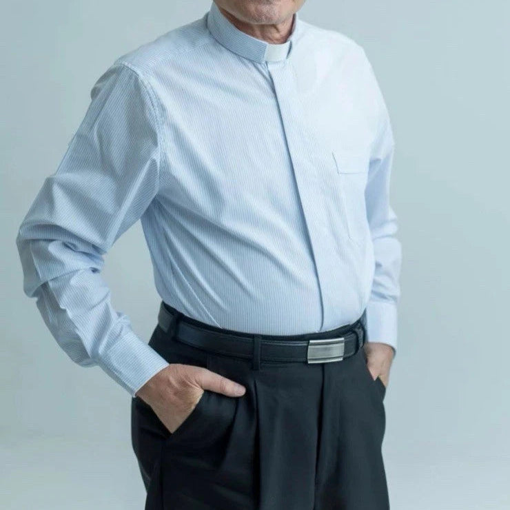Sky Blue Long Sleeve Clergy Shirt