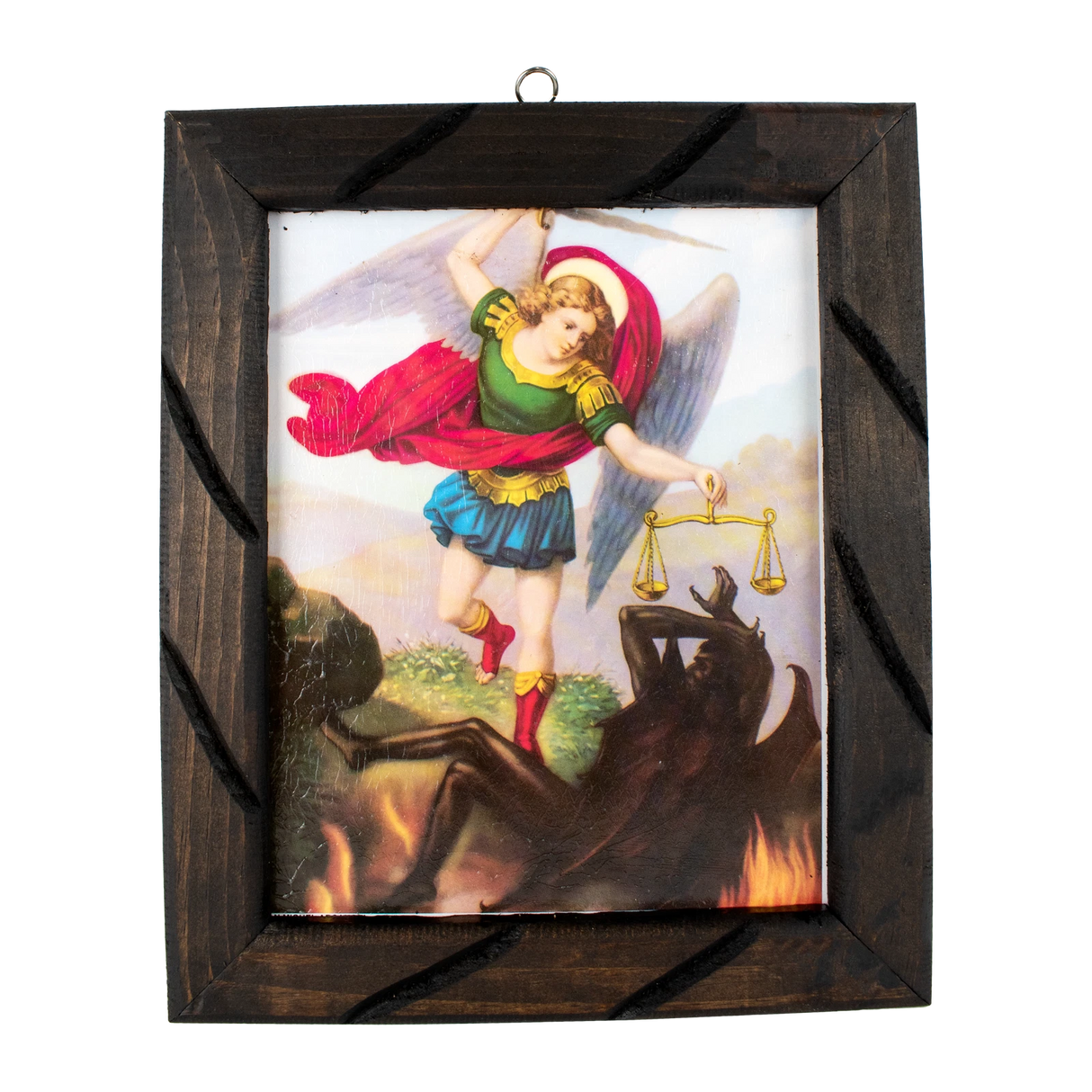 Saint Michael -12" RUSTIC FRAME