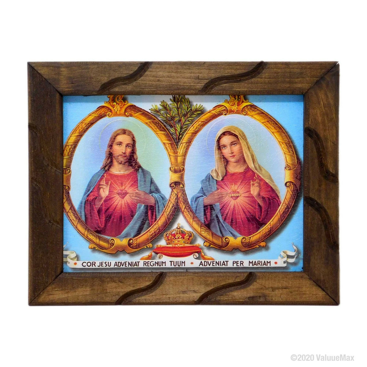 Sacred Heart and Immaculate Heart of Mary 12¨ Rustic Frame