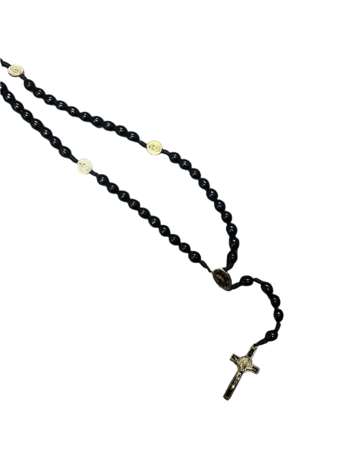 BLACK ROSARY WITH GOLD/ SAINT BENEDICT
