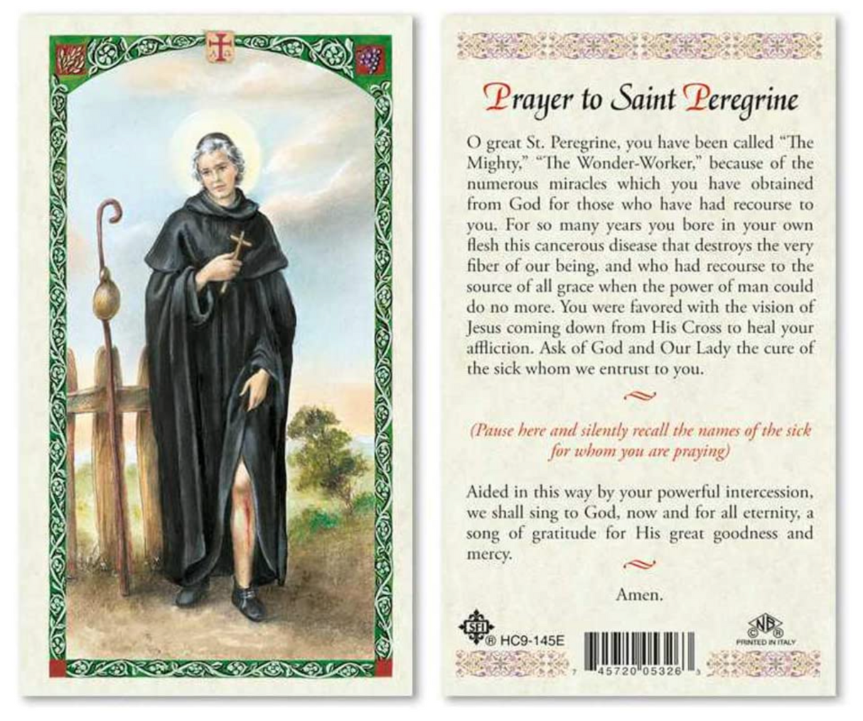 Prayer to Saint Peregrine Laminated Prayer Card