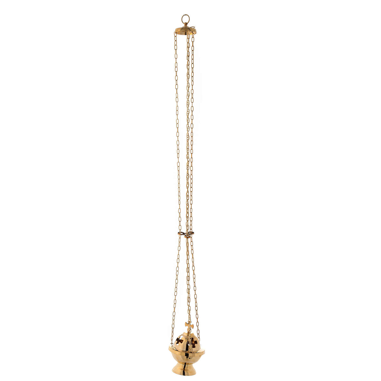 Spherical thurible with maltese cross h 6 in with basket