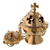 Spherical thurible with maltese cross h 6 in with basket