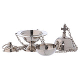 Thurible in polished nickel-plated brass with cross h 4 1/4 in