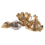 Spherical thurible with maltese cross h 6 in with basket