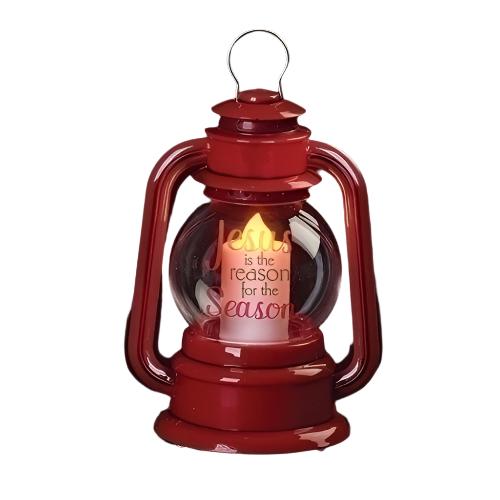 3.5"H LED RED LANTERN JESUS IS