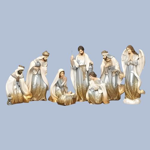 14"H 8 PC ST NATIVITY GOLD