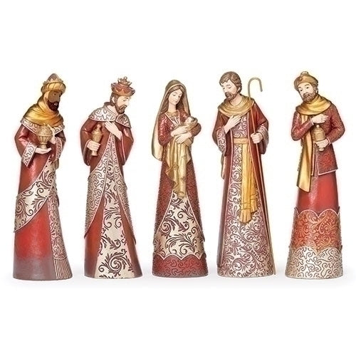 12.5"H 5PC ST NATIVITY W/GOLD